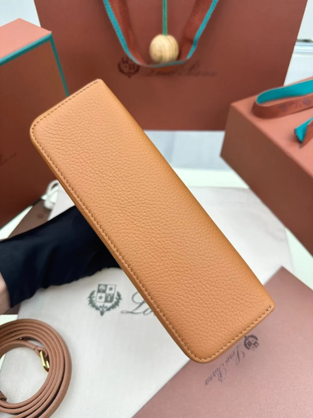 Loro Piana Extra Pocket L19 Calfskin Leather Bag Tan Gold HW